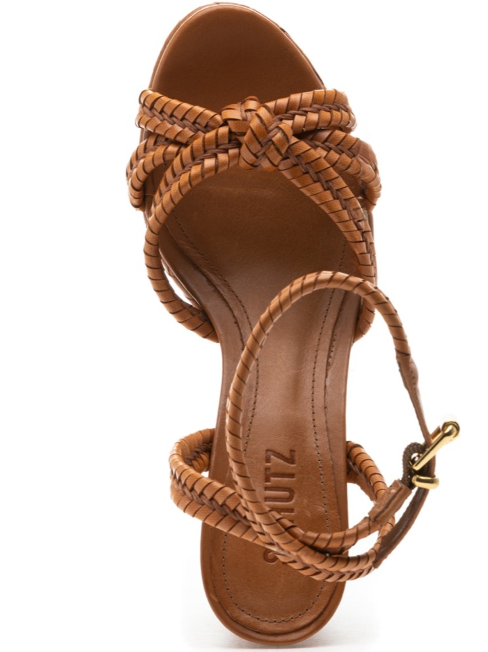 EUC Schultz Kahari Woven Platform 8.5 brown leather